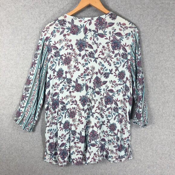 J JIll Blue Tunic Blouse Floral Blue Size Large - Picture 5 of 5